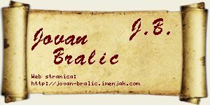 Jovan Bralić vizit kartica